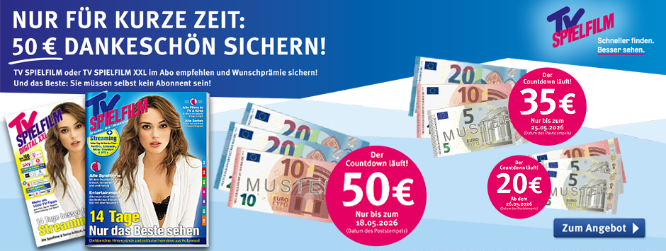 TV SPIELFILM + XXL - 50 EUR Aktion Countdown