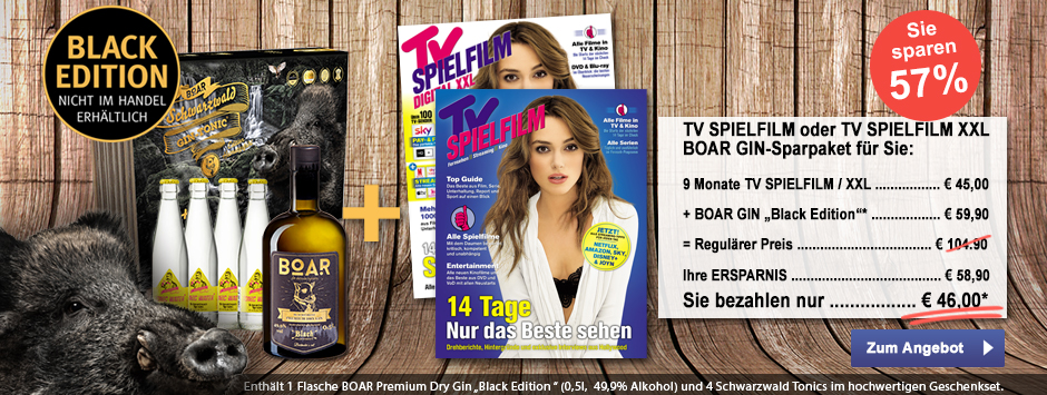 TV SPIELFILM + XXL - BOAR GIN "Black-Edition" Geschenkpaket