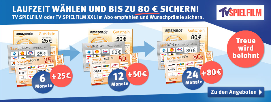 TV SPIELFILM - Laufzeit wählen! 80 € Scheck